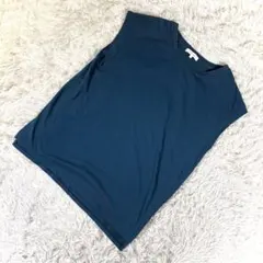 グローバルワーク【M】ノースリーブカットソー ティールブルー 無地 コットン混