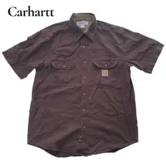 良品◎Carhartt/FR/半袖ワークシャツ/茶/M/企業ロゴ/アメカジ/難燃のサムネイル