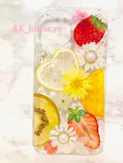 iPhoneケース、iPhoneカバー、押し花ケース、スマホケース、押しフルーツ