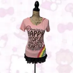 y2k 00s❤︎平成ギャル フード付き ピチtシャツ