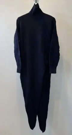 【6 ロク】タートルネック スリットニット ネイビー