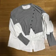 グレーとホワイトの長袖トップス