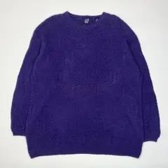【一点物】90s OLD GAP コットン リネン 3D ニット L 紫 古着