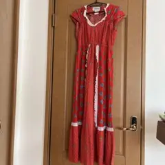 美品　Mako Hawaii 赤い花柄ロングドレス　ヴィンテージ サイズ9