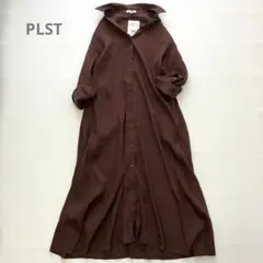 タグ付き未使用♪プラステ リネンブレンドシャツワンピース 茶 ブラウン
