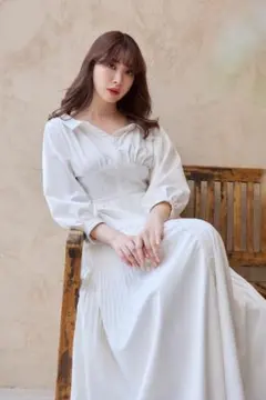 Herlipto Pleated Open Shirt Dress ホワイト Sのサムネイル