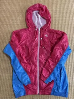 adidas軽量ウィンドブレーカー ピンク　青 フード付き