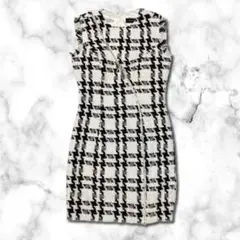 ROBE de FLEURS ローブドフルール ジッパーラメツイードキャバドレス