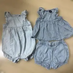 姉妹お揃い GAP ライトブルー ロンパース セットアップ コットン100