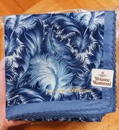 【レア物】ヴィヴィアンウェストウッド ハンカチ スカーフ フェザー柄 ネイビー