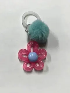 韓国風 フラワー めじるしチャーム ポンポン ハンドメイド