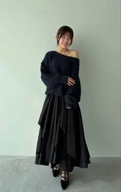 COCO DEAL ウェーブフレアオーガンジースカート ブラックサイズ1
