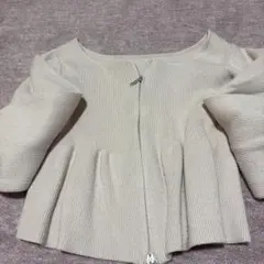 muguet ペプラムニット　ピンク　ジップ　zip リブニット　トップス