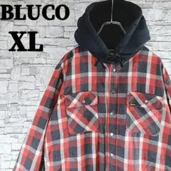 BLUCO✨ブルコ ヘビネル オンブレ チェックシャツ フード バーガンディL