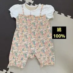 【ベルメゾン】花柄ロンパース 80サイズ　綿100%