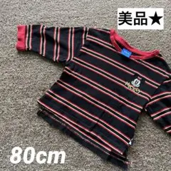 【美品】ミッキー 長袖Tシャツ ロンT ボーダー こども服 80cm