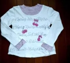 メゾピアノジュニア　140 チェリー柄　重ね着風トレーナー　レイヤード