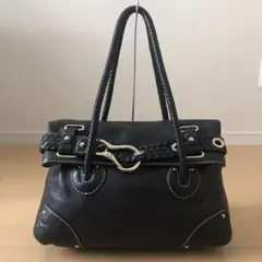 美品♪ラシット　レザーショルダートートバッグ　ゴールド金具　イントレチャート