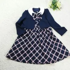 極美品　ショパンドゥ　女の子　フォーマル　アンサンブル　ボレロ　チェック　リボン