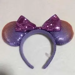 カチューシャ　ミニー　パープルグラデ　スパンコール　東京ディズニーリゾート