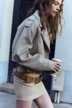 ZARA フェルトテクスチャーライダースジャケット