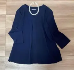 美品　セオリーリュクス　とろみ　ブラウス　ネイビー　36