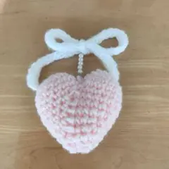 【バレンタインデー】ぷっくり可愛い❤️ハートリボンの編みぐるみ＊ピンク