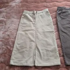 コーデュロイタイトスカート　アイボリー