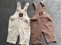 コットン製オーバーオール 70サイズ アイボリー・ブラウンチロルコラボ 双子