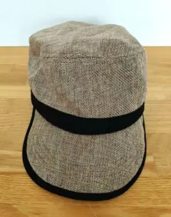 ワークキャップ ベージュ ブラック リボンのサムネイル