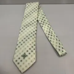 アクアスキュータム ネクタイ 総柄 チェック柄 グリーン シルク