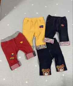 ミキハウス　オリジナル　ボトムス 80サイズ　黄色　赤　4点セット