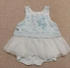 【美品】メゾピアノ　水色お花ワンピースドレス　80cm