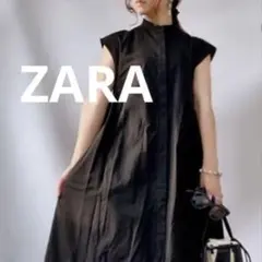 ZARA ノースリーブ シャツワンピース ブラック