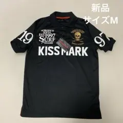 KISS MARK ポロシャツ　スカル刺繍ロゴ　y2k ブラック　サイズMのサムネイル