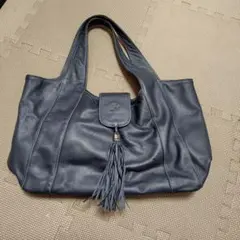 グレー レザー フリンジ付き ショルダーバッグ