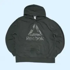 Reebok リーボックパーカー スウェットプルオーバー迷彩ビッグロゴ ダークL