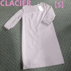 新品未使用★GLACIER レース切り替え ひざ丈ワンピース【S】ピンクベージュ