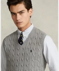 Polo Ralph Lauren ケーブルニットベスト グレー