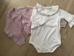 petit main フリルロンパース 70コムサイズム カーディガン 80