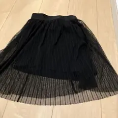 ブラック プリーツ チュールスカート
