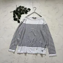 8409✾トップサイダー✾ボーダーカットソー【S】長袖/綿100/ホワイト/ロゴのサムネイル