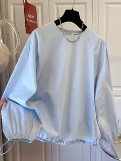 2色 ラウンドネック ブラウス おしゃれ度高め 長袖 綺麗め 着痩せ シンプル