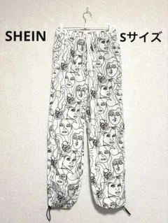SHIEN ホワイト&ブラック　アブストラクト　ジョガーパンツ