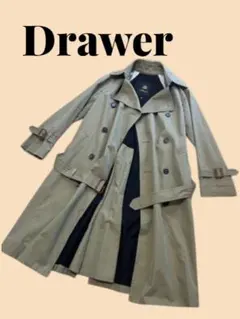 Drawer　ドロワー　 トレンチコート　スプリングコート　カーキ　高級素材