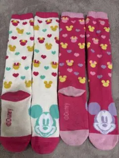 19cm ミッキーマウス柄　キッズスキーハイソックス　2足セット