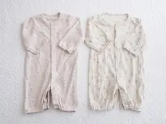 星柄・植物柄ロンパース 長袖ロンパース　２点セット