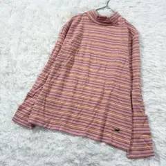 【クロコダイル】✨マルチボーダー ハイネックカットソー L ワンポイント刺繍