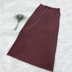 【新品タグ付】プリーツ ロングスカート L キャメル ブラウン ウエストゴム