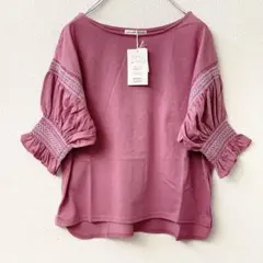 【新品】ナイスクラップ 袖 刺繍 トップス ピンク